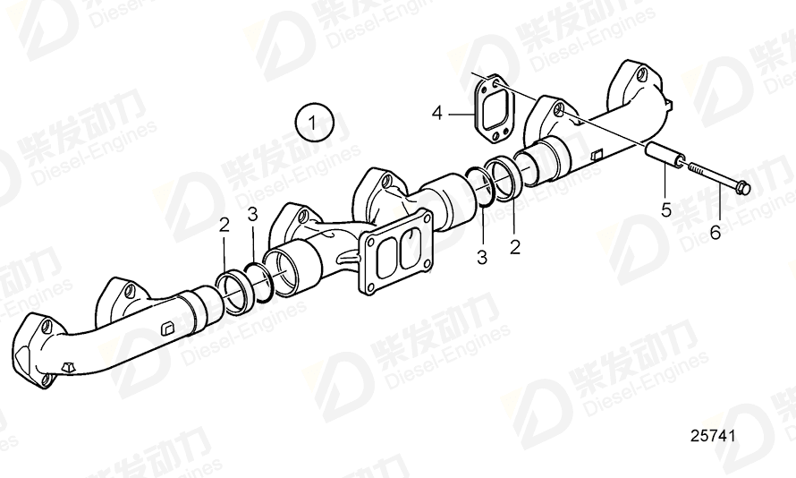 VOLVO Exhaust Manifold 3886337 Drawing